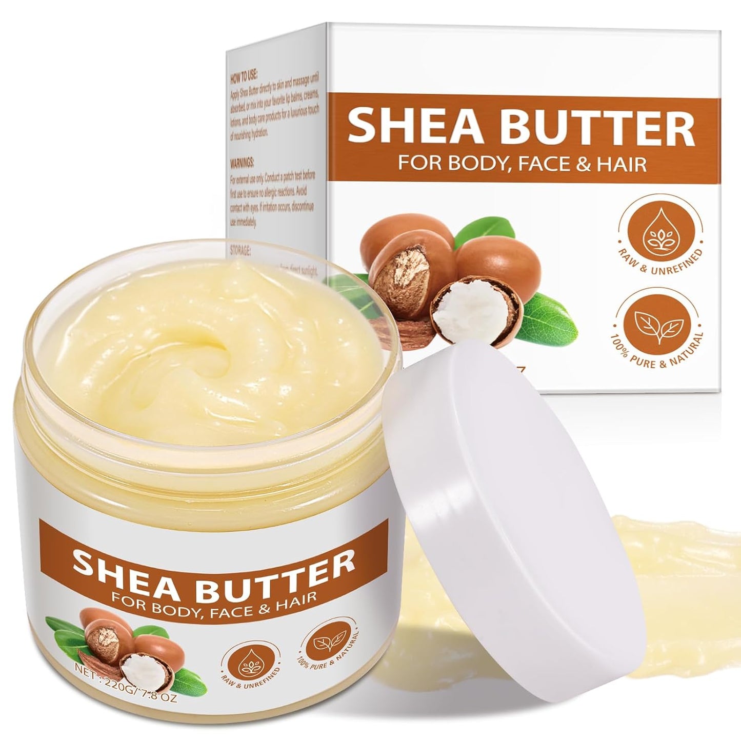 Shea Butter Raw Organic, Natural Raw Unrefined Shea Butter Hand Cream, Moisturizing and Locking Water, Keeps Skin Healthy and Vibrant, 7.8 OZ-Velvo Beauty