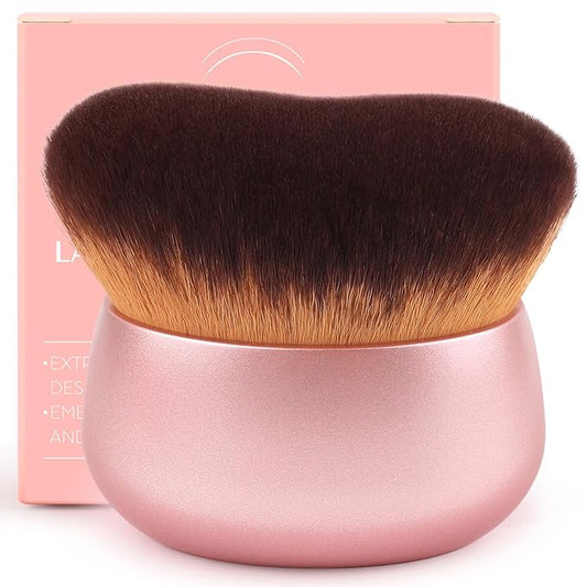 75MM Extra Large Self Tanner Kabuki Makeup Brush – Ultra Soft Dense Vegan Bristles for Body Makeup, Bronzer & Foundation–Applies Tanning Mousse, Lotion & Self Tanner–Rose Gold, Wet & Dry-Velvo Beauty