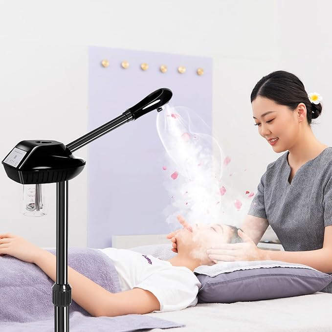 Facial Steamer, Face Steamer on on Wheels with More Steam, Adjustable Height for Face Steamer Suitable for Personal Home and Professional Personal Care Places，Moisturizing and Hydrating.-Velvo Beauty