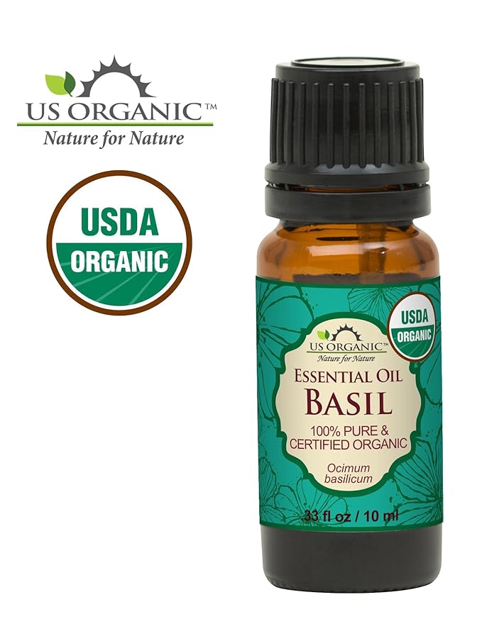 US Organic 100% Pure Basil Essential Oil, USDA Certified Organic, Steam Distilled W/Euro Dropper, 10 ml (More Size Variations Available)-Velvo Beauty