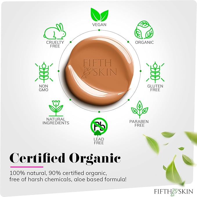 Fifth & Skin: Better’n Ur Skin Liquid Foundation (RICH TAN) - Natural, Organic, Vegan, Cruelty-Free - Gluten-Free Beauty with Buildable Coverage and Palm-Free Luxury - 1 oz-Velvo Beauty