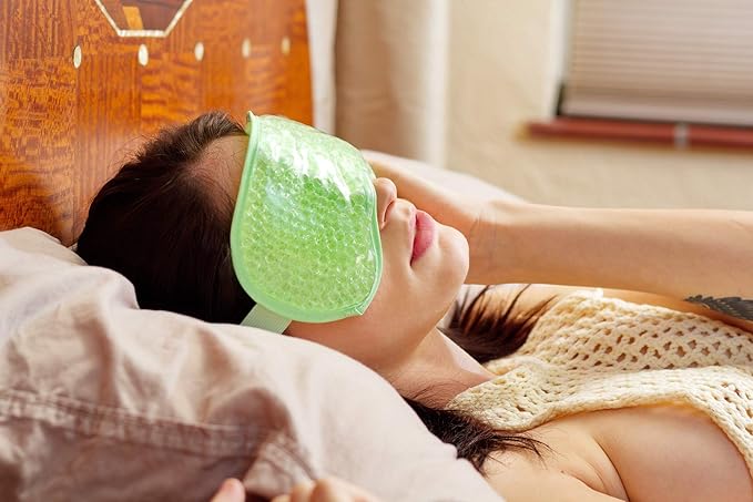 Cooling Eye Mask Reusable Gel Eye Mask for Puffy Eyes,Ice Eye Mask Cold Eye Mask Frozen with Plush Backing for Headache,Migraine,Stress Relief-Color Pastel Orange-Velvo Beauty