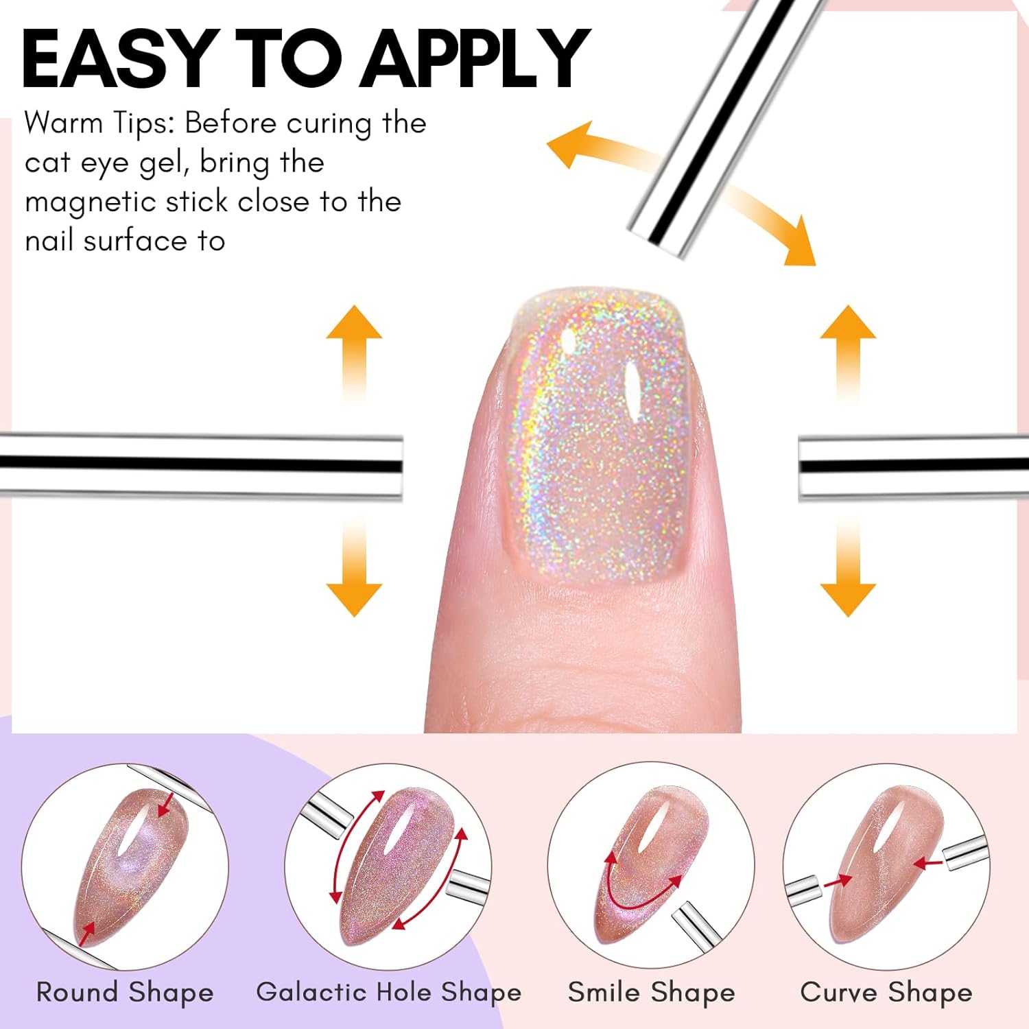 Makartt Rainbow Cat Eye Gel Nail Polish: Glitter Universal 9D Holographic Sparkly Soak Off Gel UV/LED Manicure with Magnet Stick for Nail Art Designs 10ml-Velvo Beauty