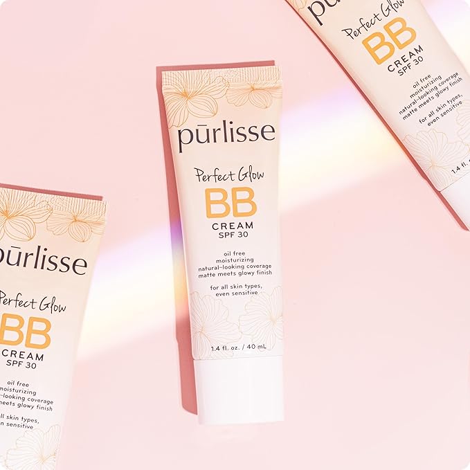 pūrlisse Perfect Glow BB Cream with SPF 30 - Matte Meets Dewy Finish - Enriched with Goji & Hawthorn Berry to Help Improve Skin Texture & Radiance - Medium (1.4 oz)-Velvo Beauty