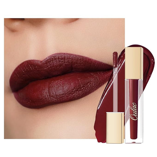 Oulac Matte Liquid Dark Red Lipstick for Women, Long Lasting Lipstick, Waterproof Lip Stain, No Transfer, Creamy High Pigmented Formula with Vitamin E, Vegan & Cruelty-Free M18-Velvo Beauty