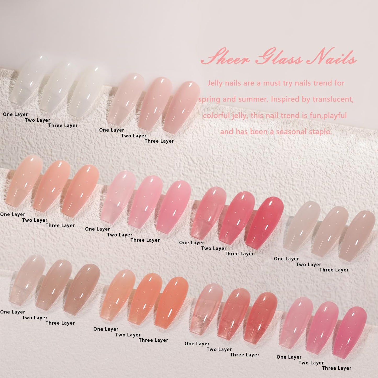 Jelly Shimmer Gel Nail Polish Set, 10 Colors Translucent Natural Milky White Pink Nail Polish Gel, UV/LED Soak Off Gel Nail Kit DIY Nail Art Salon Manicure Gifts for Women Girls.-Velvo Beauty