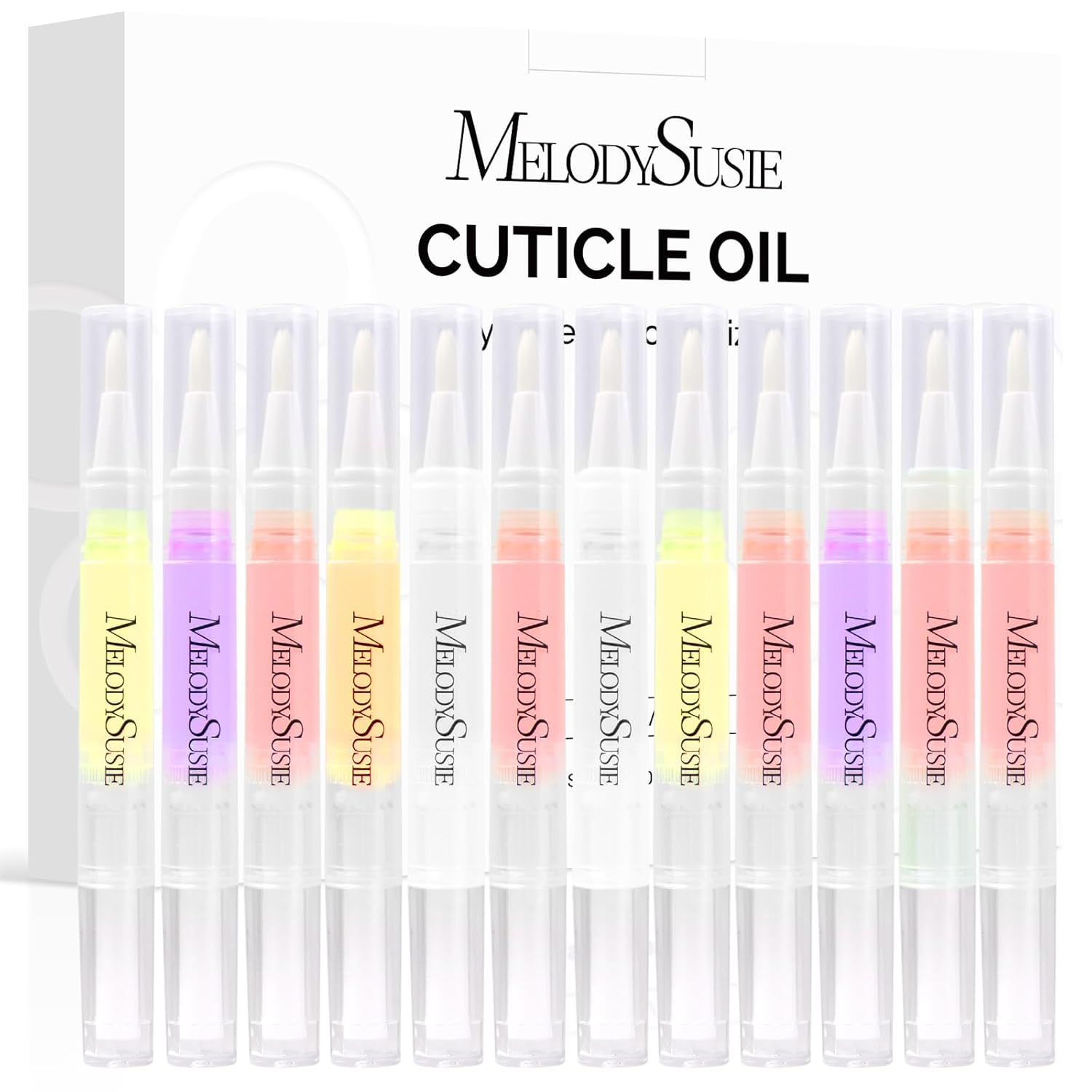 MelodySusie 12Pcs Cuticle Oil Pen Set,Nail Moisturizing Cuticle Oil Enriched with Vitamin E,Softens and Repairs cuticles,Nail Strengthener,Protects Damaged Skin,Thin Nails-Velvo Beauty