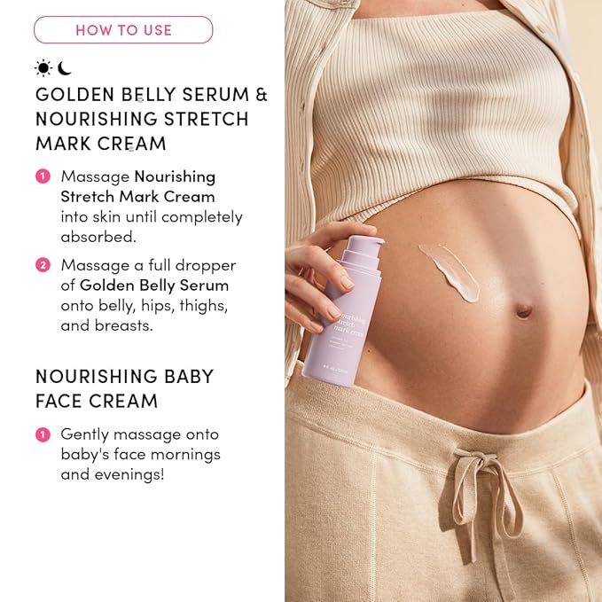 Evereden Mama & Baby Discovery Set - Dermatologist-Developed Clean & Vegan Maternity Skin Care Bundle - Stretch Mark Cream, Belly Serum, & Nourishing Baby Face Cream - Postpartum Gifts for New Mom-Velvo Beauty