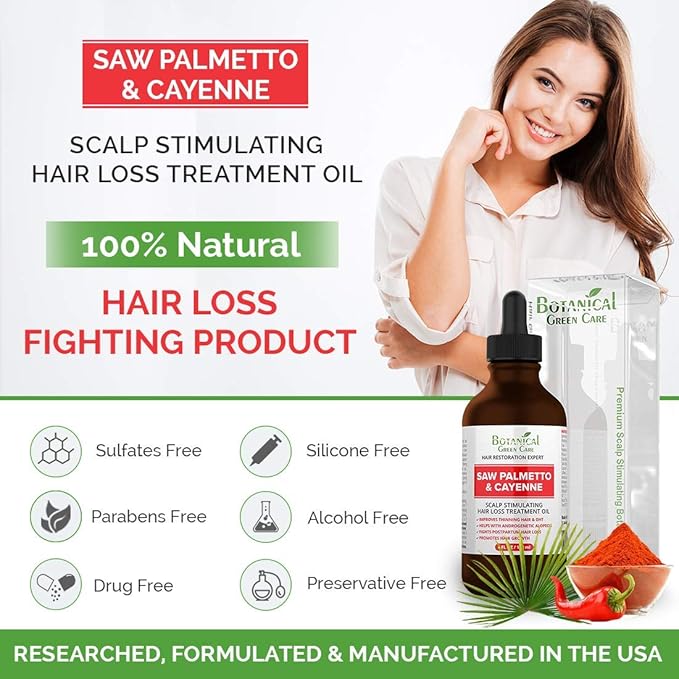 Saw Palmetto & Cayenne Hair Serum, Hair Growth Oil. Made in USA-Velvo Beauty