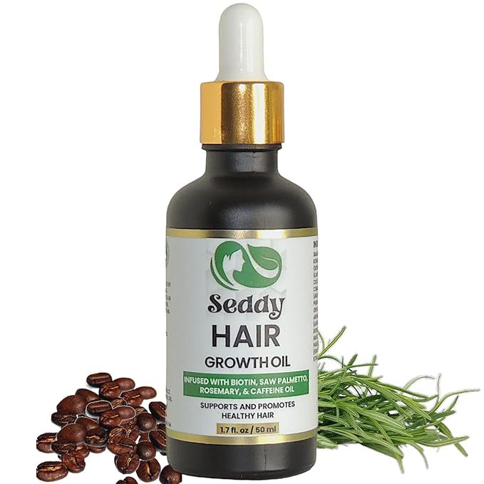 Seddy Hair Growth & Strengthening Oil with Caffeine, Rosemary, Castor, Biotin, Peppermint, Argan & Jojoba Oils - 1.7 Fl. Oz (Pack of 1)-Velvo Beauty