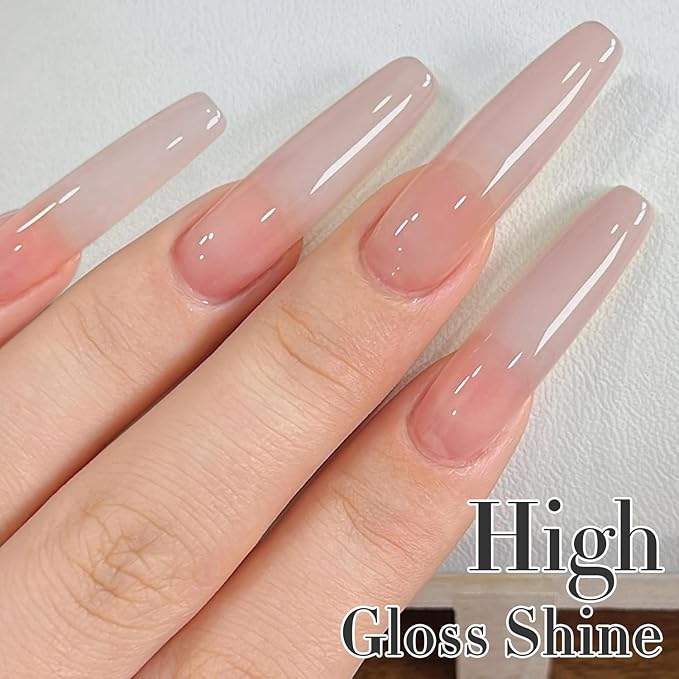 Double Rhythm Translucent Gel Polish Sheer Neutral Natural Light Milky Same Color Same Bottle 15ML Jelly Nail Polish Nail Art DIY at Home (Milky Nude Purple-A1414)-Velvo Beauty