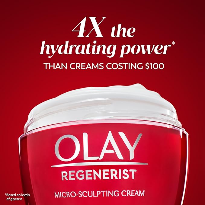 Olay Face Moisturizer, Regenerist Micro-Sculpting Cream for Women, Fragrance-Free - Hydrating, Anti-Aging, Anti-Wrinkle, Firming Skin Care - Hyaluronic Acid, Niacinamide, Amino Peptides, 1.7 Oz-Velvo Beauty