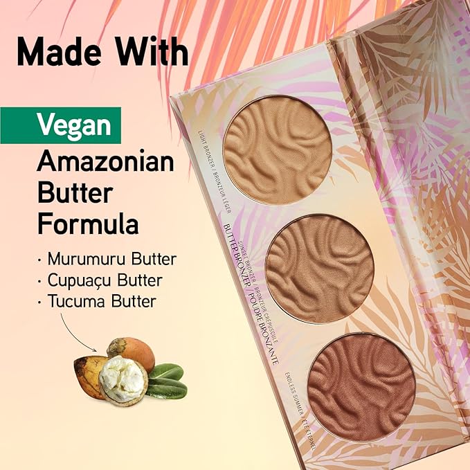 Physicians Formula Murumuru Butter Bronzer Face Makeup Palette Set, Includes Nourishing Butter Bronzer, Highlighter, Blush, Dermatologist Tested, Vegan & Cruelty-Free - Endless Summer Powder-Velvo Beauty