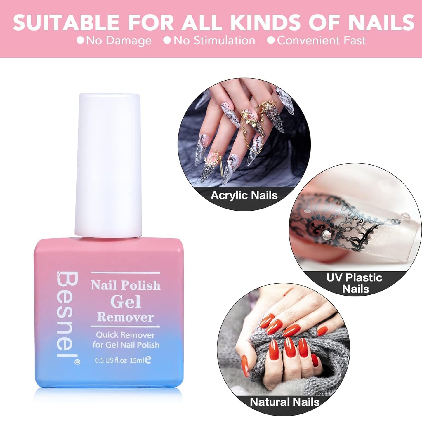 Gel Nail Polish Remover 10 Pack Professional Gel Polish Remover Non-Irritating Quick Easy, Nail Polish Gel Remover Tools Kit Nail File Cuticle Pusher File Grit, No Need For Foil Soaking Or Wrapping-Velvo Beauty