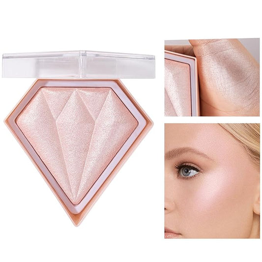 MEICOLY Baked Highlighter Powder Palette,Natural Face Highlighter Shimmer Powder,Long Lasting Glittery Highlighter Makeup Face Luminizer,03 Fairy Pink-Velvo Beauty