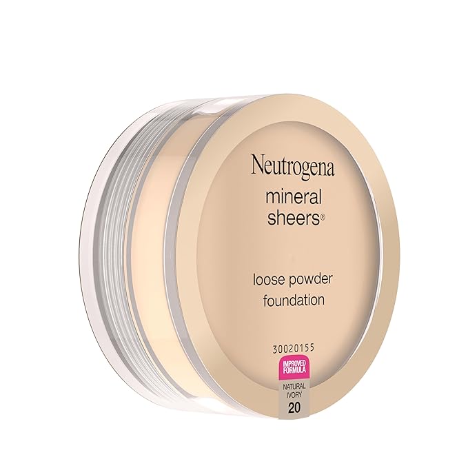 Neutrogena Mineral Sheers Loose Powder Makeup Foundation, Lightweight Face Makeup, Sheer to Medium Buildable Coverage, Sensitive Skin Foundation with Vitamins A, C, & E, Natural Ivory 20, .19 oz-Velvo Beauty
