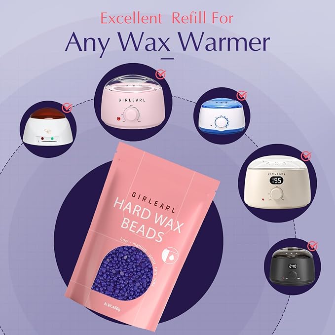 Hard Wax Beads, Wax for Women Sensitive Skin, 1lb, Lavender Formula, Hair Removal for Legs, Brazilian Bikini, Eyebrow, Facial and Full Body-Velvo Beauty