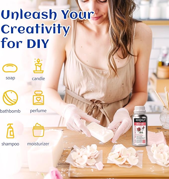 HIQILI Rose Essential Oil for Diffuser, Soap, Perfume & Candle Making - 16 Fl Oz-Velvo Beauty