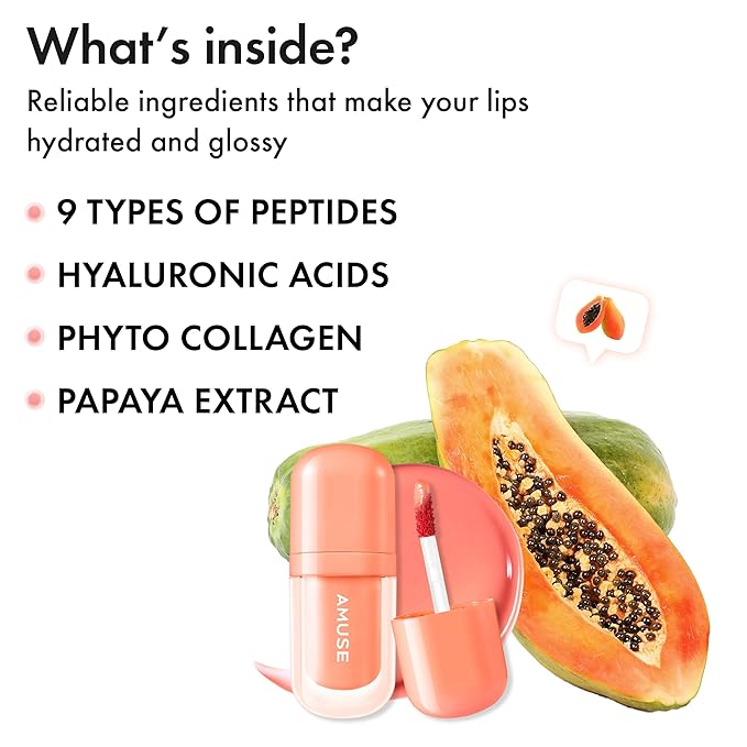 Amuse SEOUL BEBE TINT - 02 PAPAYA CORAL | 24-hour Long-lasting Lip Stain, Plumping, Hydrating, Moisturizing, No Peel Off, Lip Care, Treatment, Non Sticky, Korean Lip Tint for Dry Lips-Velvo Beauty