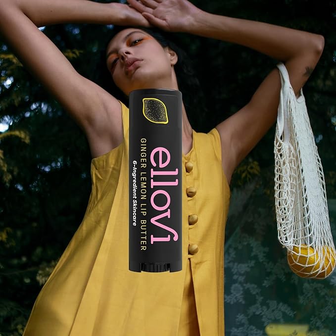 Natural Lip Butter Lip Balm - Ginger Lemon - Pure Enough to Eat - Made With Just 6 Vegan Ingredients - 100% Natural & Organic Moisturizing Lip Care for All Day Hydration (Single)-Velvo Beauty