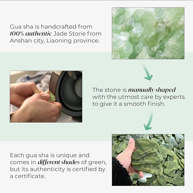 PLANTIFIQUE Gua Sha Facial Tools | Gifts | Massage Tool | Jawline Sculptor | Face Sculpting Tool for Your Skin Care Routine | Jade Guasha-Velvo Beauty