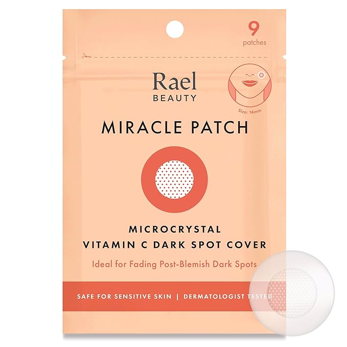 Rael Pimple Patches, Miracle Microcrystal Vitamin C Dark Spot Cover - Hydrocolloid Patch with Glutathione and Niacinamide, Treatment for Post Acne, Korean Skin Care, Vegan, Cruelty Free (9 Count)-Velvo Beauty