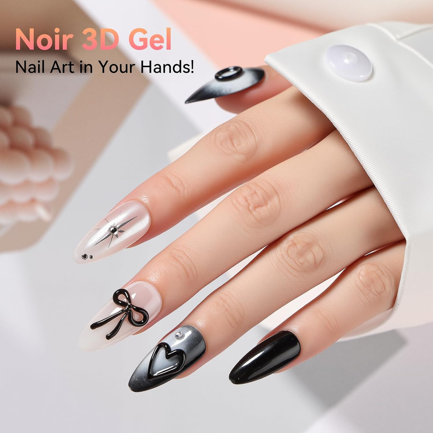 Makartt 3D Gel Nail Art: 15g Sculpting Gel Nail Art Glue for Craving Black Candy Molding Gel No Wipe Embossed Gel Polish Rhinestone Nails Charm Glue Decoration Manicure Designs (Noir)-Velvo Beauty