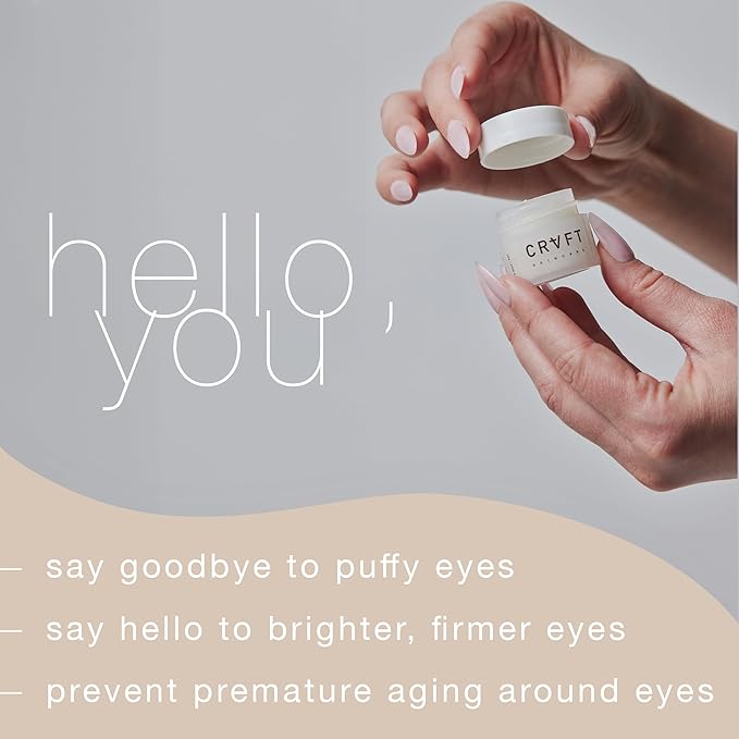 CRVFT Under Eye Cream | Brighten Dark Circles/Reduce the Appearance of Puffy Eyes | Peppermint Scented w/Caffeine | 30-Day Supply [.25 ounces]-Velvo Beauty