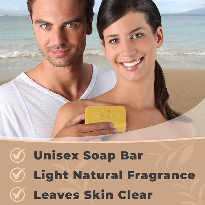 One With Nature Dead Sea Salt Lemon Sage Soap 7oz 3-Pack – Purifying and Exfoliating Soap Bar with Dead Sea Minerals for Face & Body, for Men & Women-Velvo Beauty