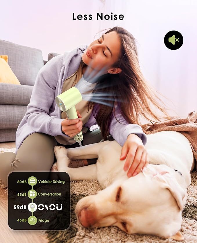 Hair Dryer with Diffuser for Curly Hair, Negative Ionic Hairdryer, High-Speed Blow Dryer with 110, 000 RPM Brushless Motor, Fast Drying Lightweight Travel Hairdryer, Low Noise Quiet Hair Dryers-Velvo Beauty