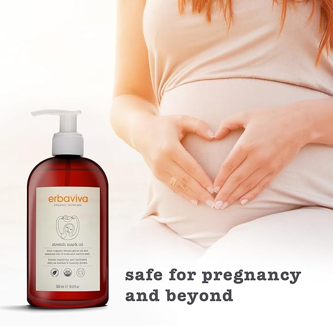 Erbaviva Organic Stretch Mark Oil for Pregnancy, Stretch Marks & Scars - 16 Fl Oz-Velvo Beauty