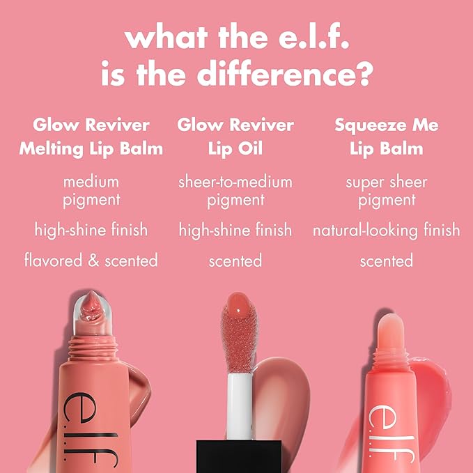e.l.f. Glow Reviver Melting Lip Balm, Hydrating Tinted Lip Balm For A Glossy Finish & Soft, Supple Lips, Vegan & Cruelty-Free, Strawberry Shortcake-Velvo Beauty