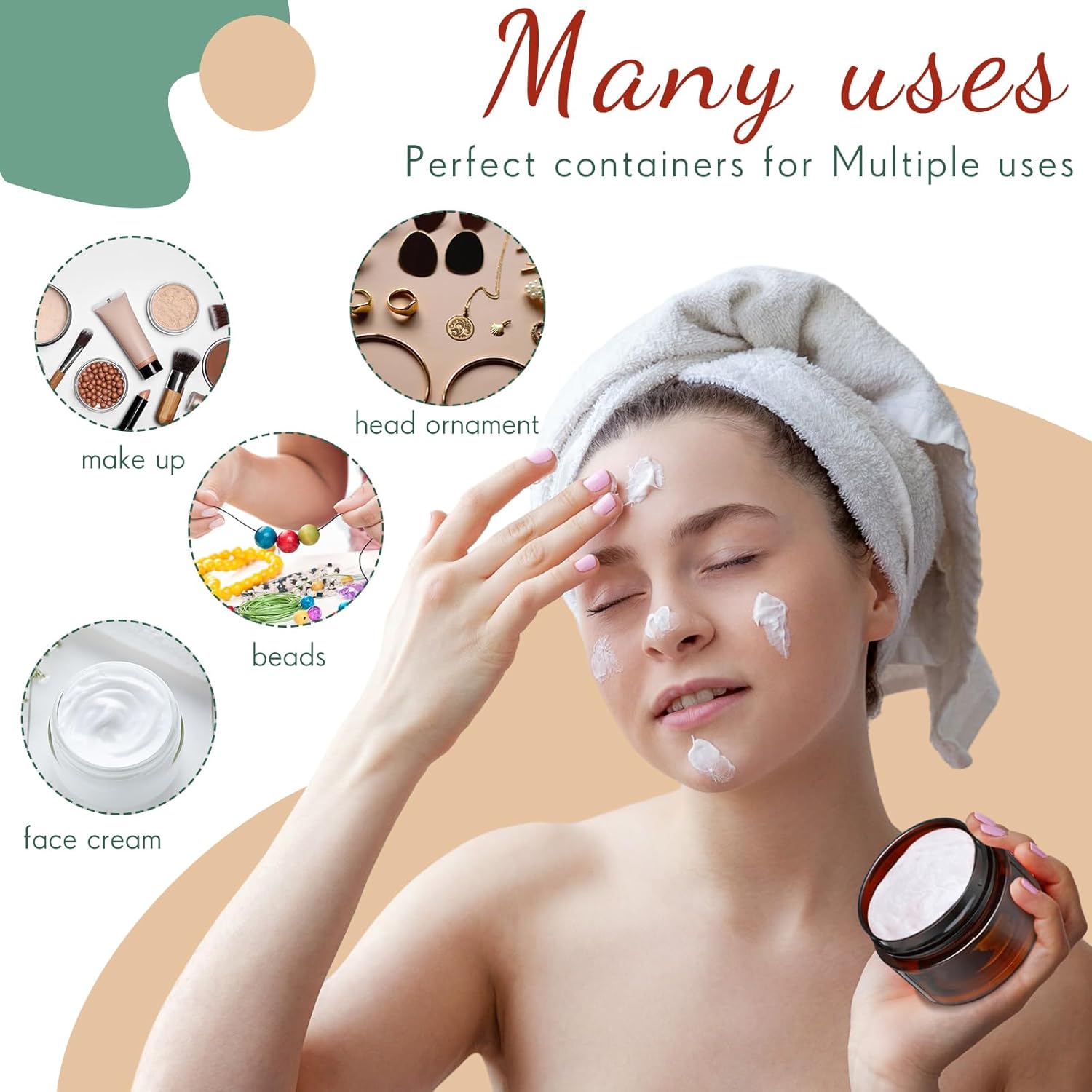 SATINIOR 100 Pcs Plastic Jars with Lids Small Containers Lids Wide Mouth Small Plastic Containers for Lotion Cream Rhinestones Body Butters Travel Storage(1 oz,Amber)-Velvo Beauty