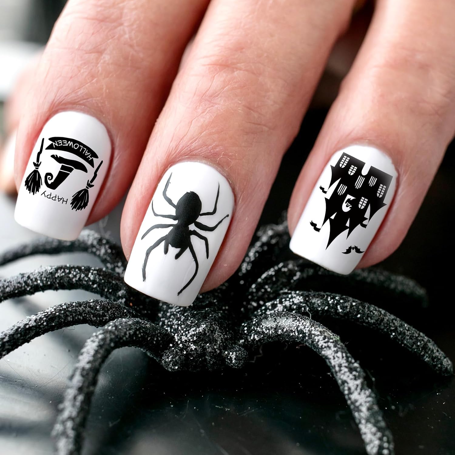 2Pcs Halloween Nail Art Stamping Plate Kit Skull Bat Witch Pumpkin Design Nail Art Plate for Holiday DIY Print Manicure Salon-Velvo Beauty