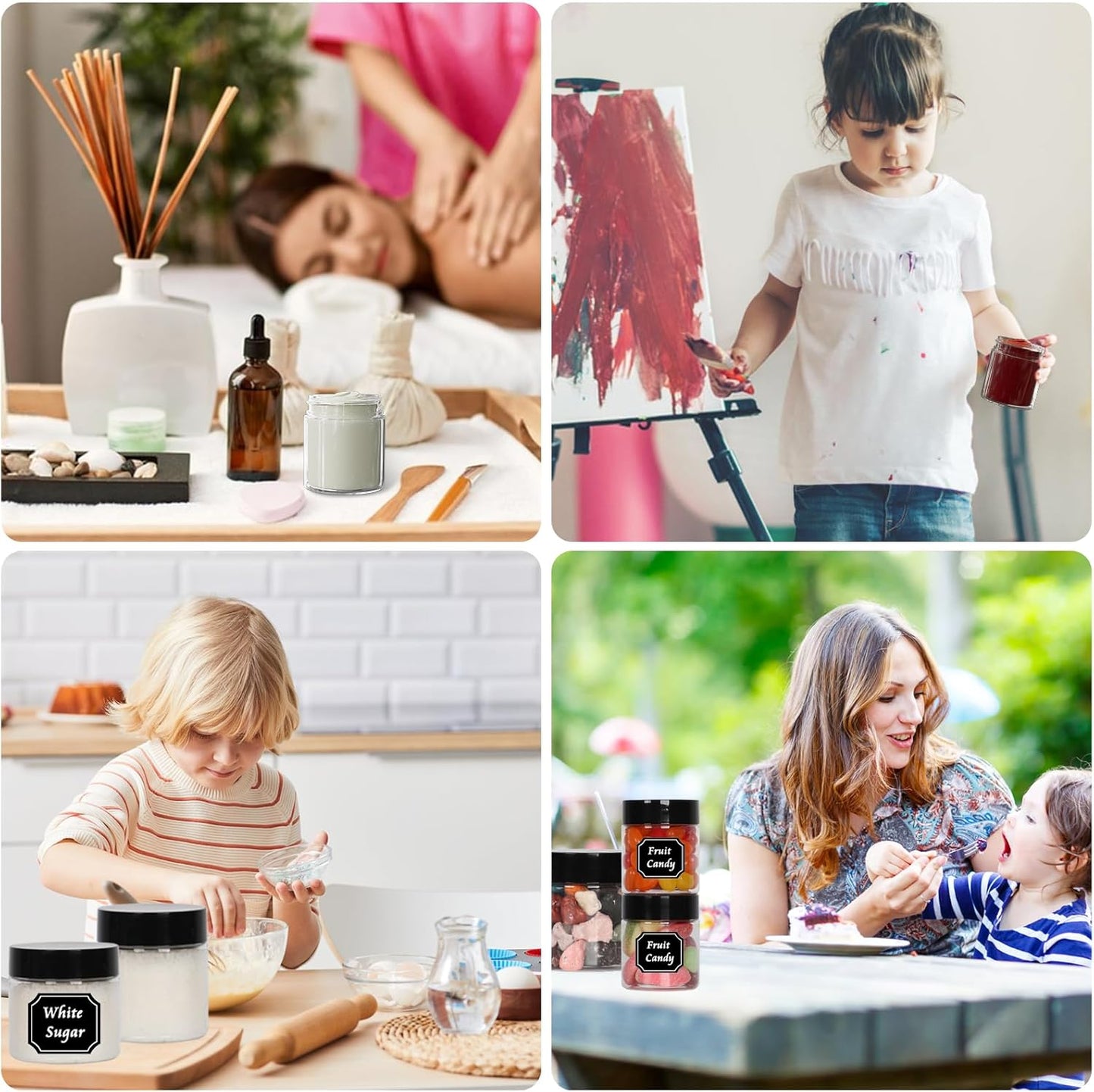 4 oz Clear Plastic Round Jars with Black Lids, 50pcs 4oz 120ml Leak-Proof Wide-Mouth Cosmetic Storage Containers for Kitchen Use, Beauty Products, Cream, Scrubs, Bath Salt and More-Velvo Beauty