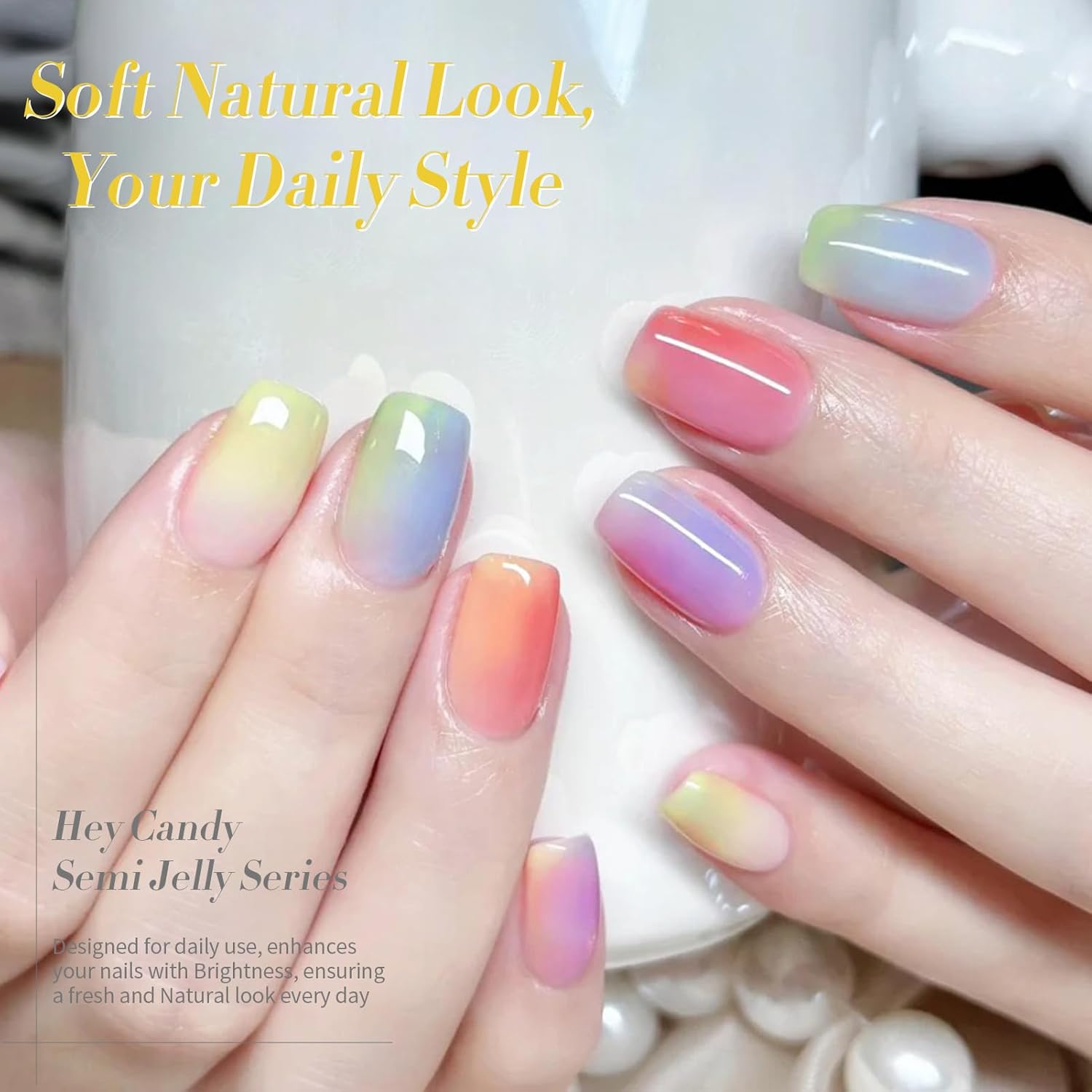 Born Pretty Jelly Pastel Gel Nail Polish Milky Jelly Gel Polish Spring Summer Macaron Candy Sweet Color Translucent Blue Red Green Yellow Pink Purple Easter Gift Nail Art Manicure DIY Home and Salon-Velvo Beauty