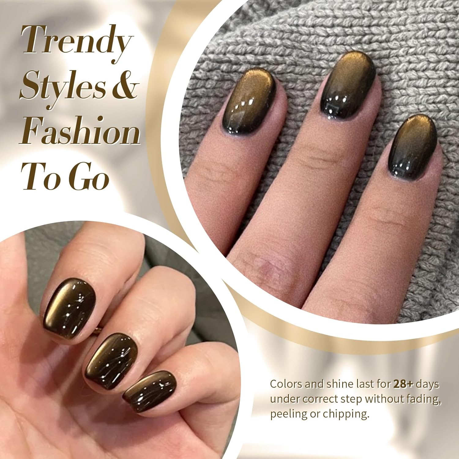 Born Pretty Cat Magnetic Eye Gel Nail Polish,Brown Jelly Glass Magnetic Gel Polish, Crow Glitter Soak Off Nail Art Salon Manicure Home Gift 15ml-Velvo Beauty