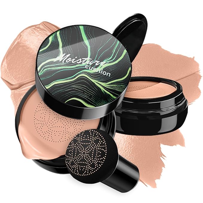 Mushroom Head Air Cushion CC Cream Foundation - Moisturizing Concealer for Even Skin Tone - Makeup Base Primer (#03 Brunet Brown)-Velvo Beauty