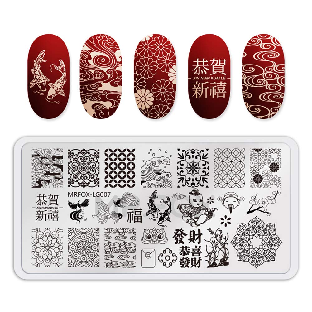 MR.FOX Nail Board Set - Chinese, Republic, Ancient Style Wedding Theme Pattern - Bubble Republic Style Art DIY Hot Stamping Template-Velvo Beauty