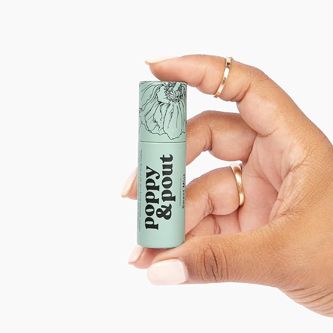 Poppy & Pout Sweet Mint Jumbo Lip Balm | All Natural Lip Balms & Moisturizers | Hydrates with Beeswax, Vitamin E, Organic Coconut Oil | Cruelty-Free | Lip Balm in Recyclable Cardboard Tube-Velvo Beauty