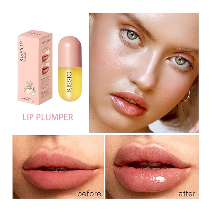 KISSIO Lip Plumper,Natural Lip Plumper for Day Use,Lip Plumping Gloss Make Lips Fuller and Moisturizing 5.5ml-Velvo Beauty