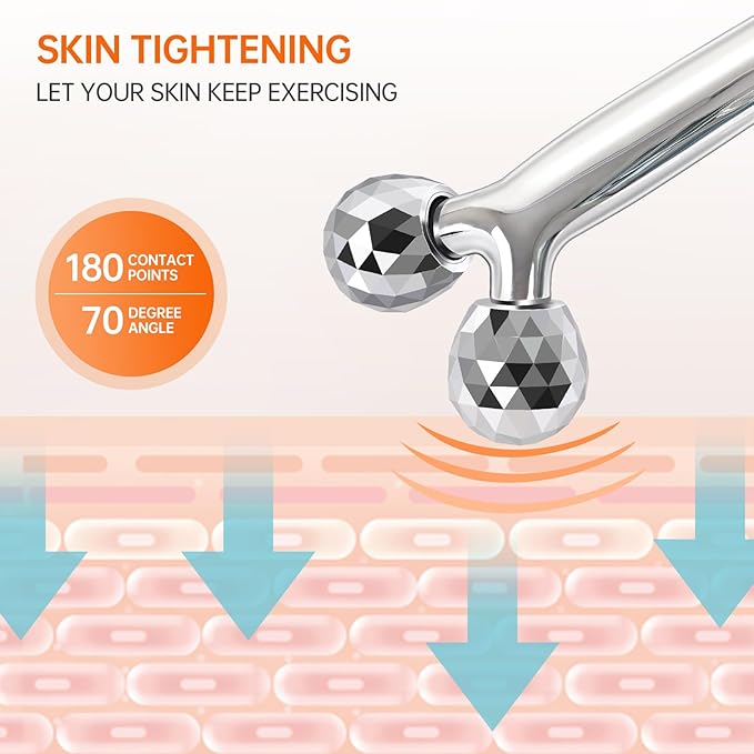 3D Gua Sha Facial Tools Metal Face Roller Stainless Steel Gua Sha Set Cooling Massage Tools for Reduce Puffiness, Firm Skin, Anti-Aging Care - Daily Facial Sculpting Gift for Women-Velvo Beauty