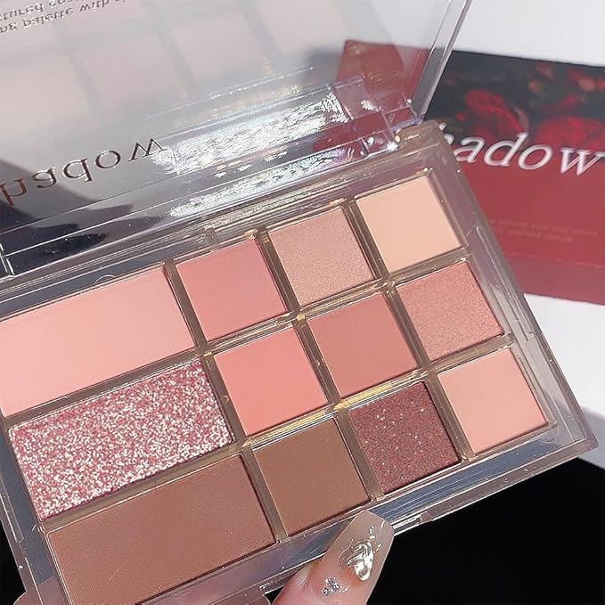 12 Girds Colorful Matte Shimmer Eyeshadow Palette for Eye Makeup,High Pigmented Eye Shadow Primers Powder Palet de sombras de ojos 12-B-Velvo Beauty