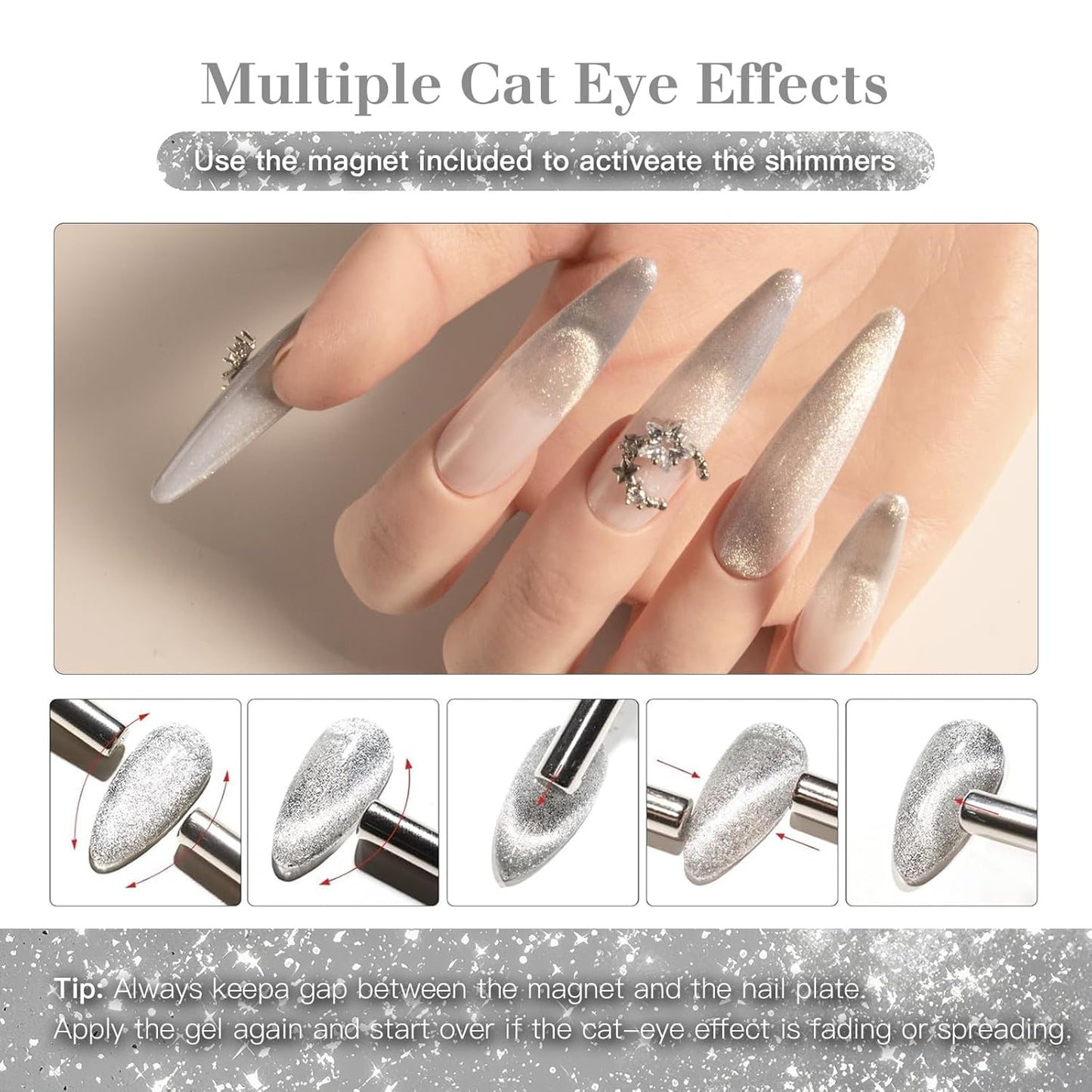 Cat Eye Gel Nail Polish with Magnet Stick, 15ml Magnetic Gel, Create Stunning Cat Eye Effects for DIY Manicures, Long-Lasting, Salon-Quality Finish, Lunar Bond-Velvo Beauty