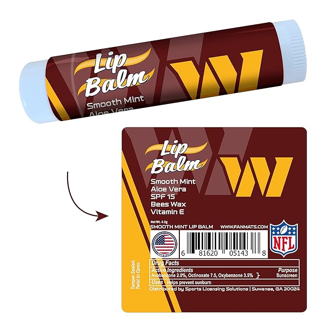 FANMATS 34758 Washington Commanders Smooth Mint SPF 15 Lip Balm-Velvo Beauty