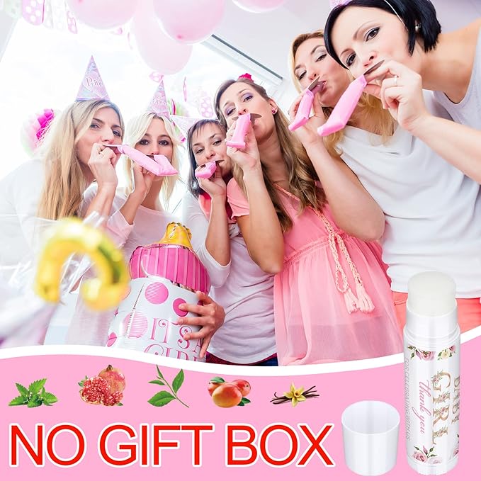 Dunzy 50 Pcs Thank You Gift Lip Balm Bulk Baby Shower Party Favors Bridal Shower Favor Lip Care with Assorted Fruit Flavors Thank You Lipstick for Guest Basket Gift Stuffer (Floral)-Velvo Beauty