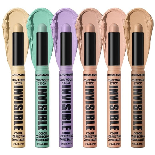LANGMANNI Multi-Use Face Contour Stick,Highlighter & Concealer Stick, Combo Use For Correcting Color Balancing (6 Colors Set)-Velvo Beauty
