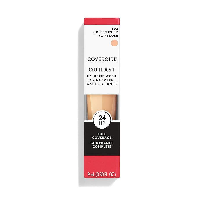 COVERGIRL Outlast Extreme Wear Concealer, Golden Ivory 802 (Pack of 2)-Velvo Beauty