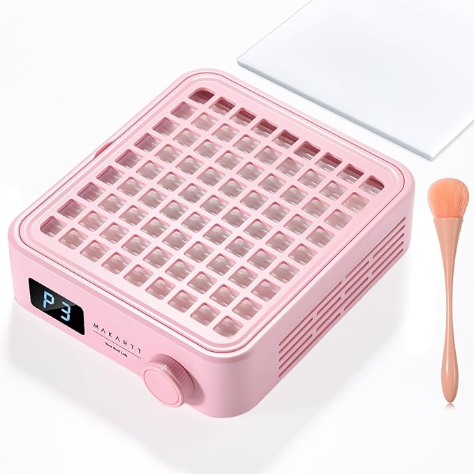 Makartt Professional Nail Dust Collector – Powerful Dust Collector Nail Tech Quite Suction Machine for Acrylic Nails Manicure & Pedicure Salon & Home Use Includes 10pcs Filters & Dust Brush Pink-Velvo Beauty