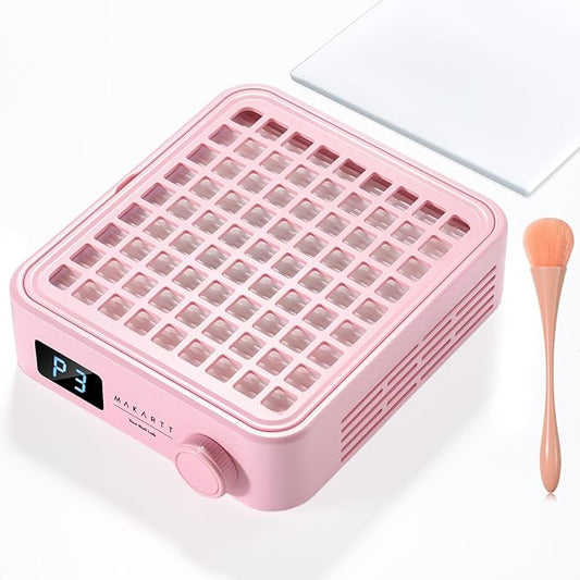 Makartt Professional Nail Dust Collector – Powerful Dust Collector Nail Tech Quite Suction Machine for Acrylic Nails Manicure & Pedicure Salon & Home Use Includes 10pcs Filters & Dust Brush Pink-Velvo Beauty
